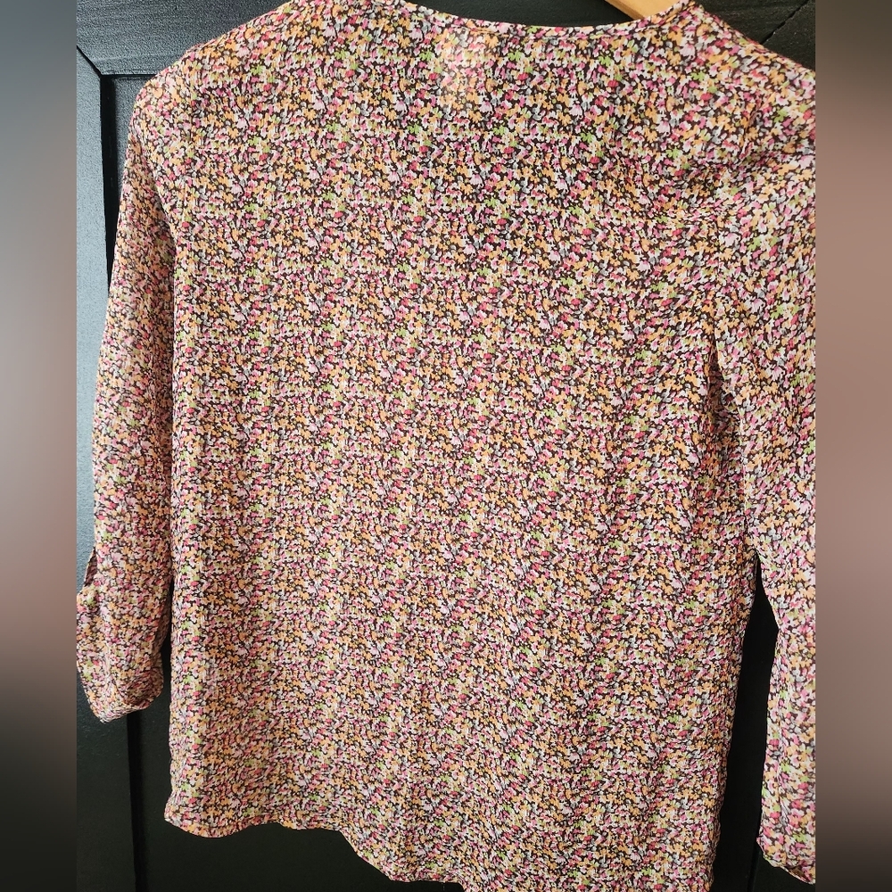 Mossimo Floral Sheer Blouse Button Down~size XS - Picture 5 of 5